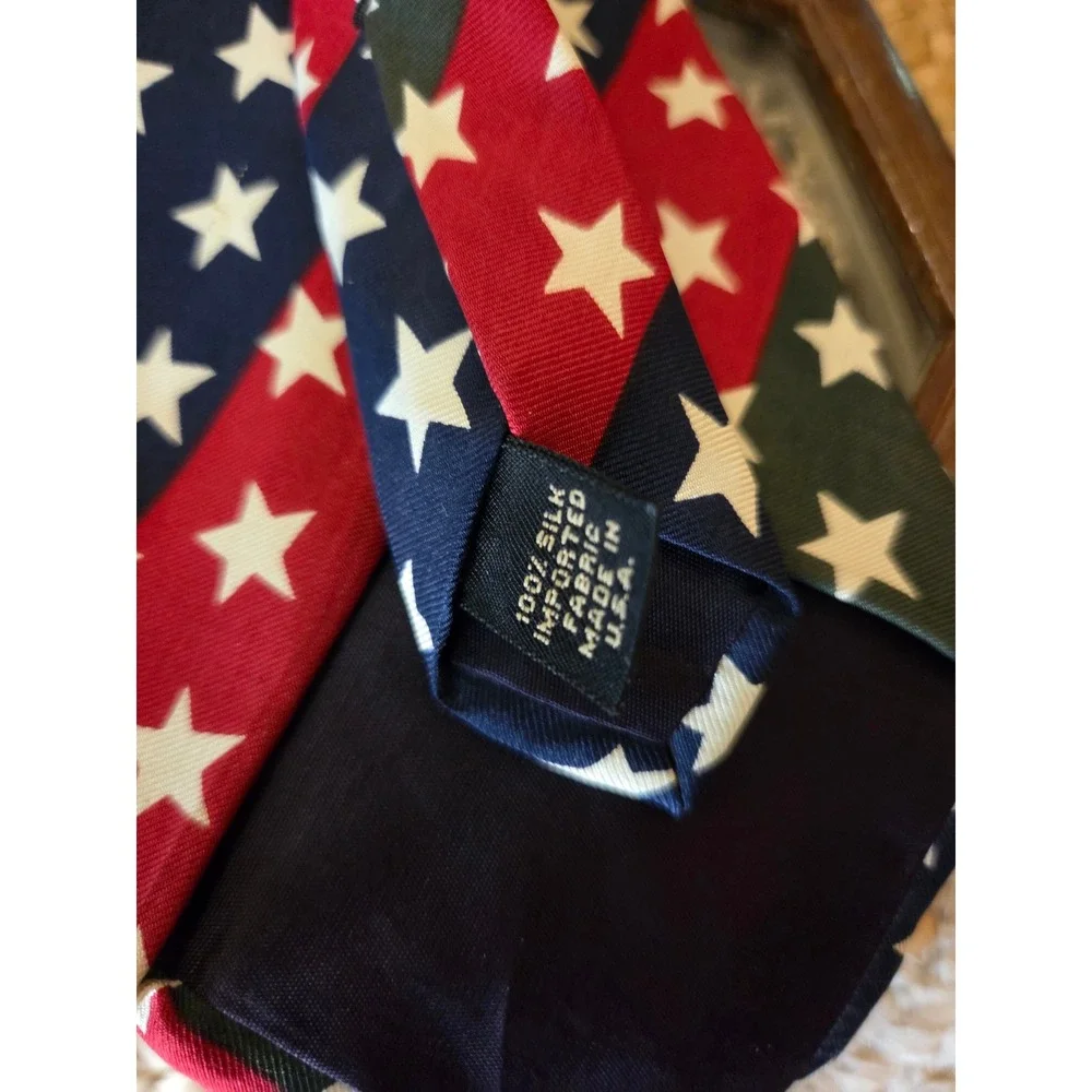 Structure‎ Mens Silk Tie Stars Stripes Red Blue Green Patriotic  Made in the USA